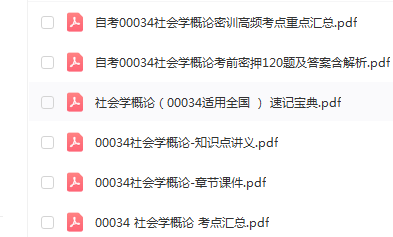 自学考试00034社会学概论通关复习资料合集